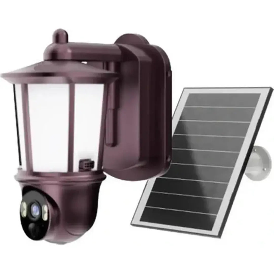 Andowl G403 outdoor solar-powered LED lamp with built-in WiFi security and monitoring camera.